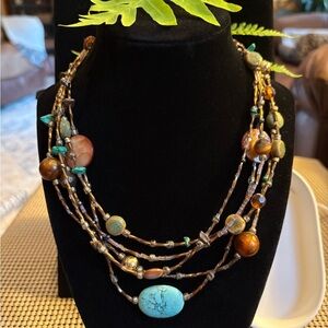 Multicolor Beaded Necklace with Earrings